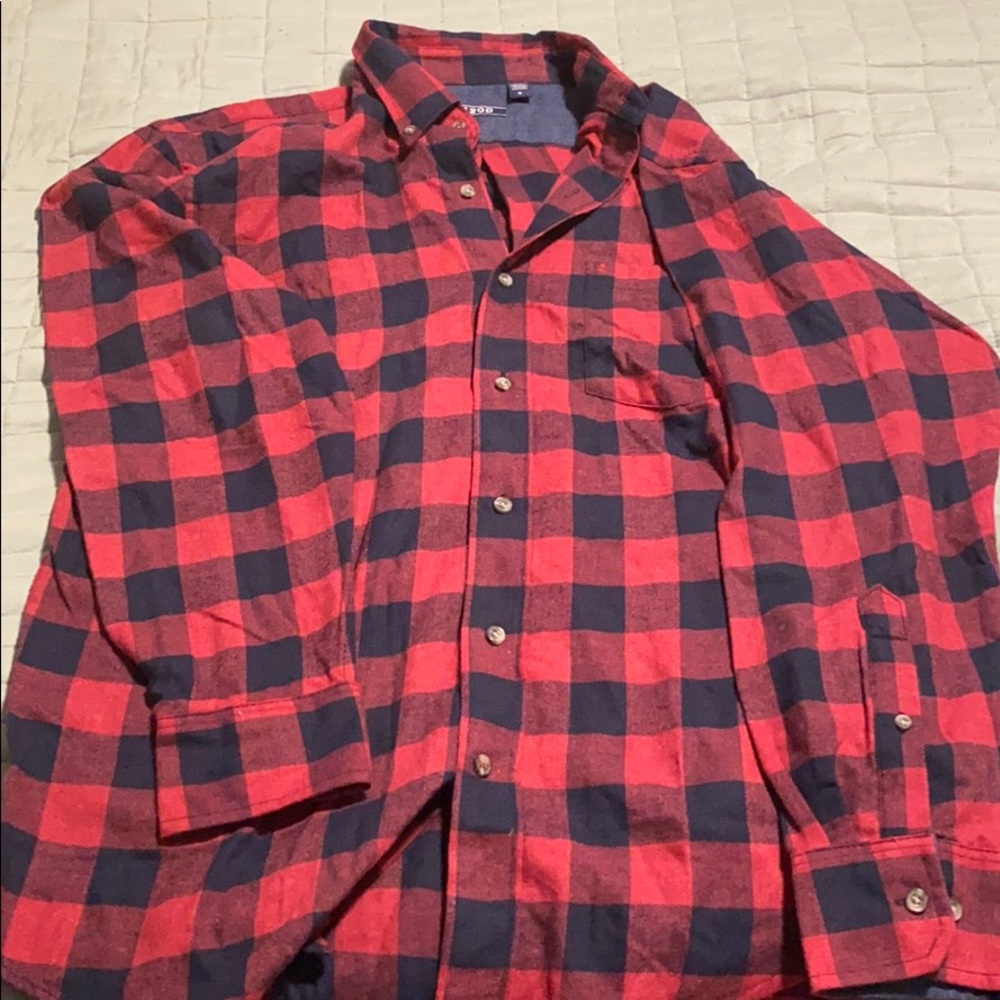 Men’s Red/Navy Blue Izod Flannel Shirt